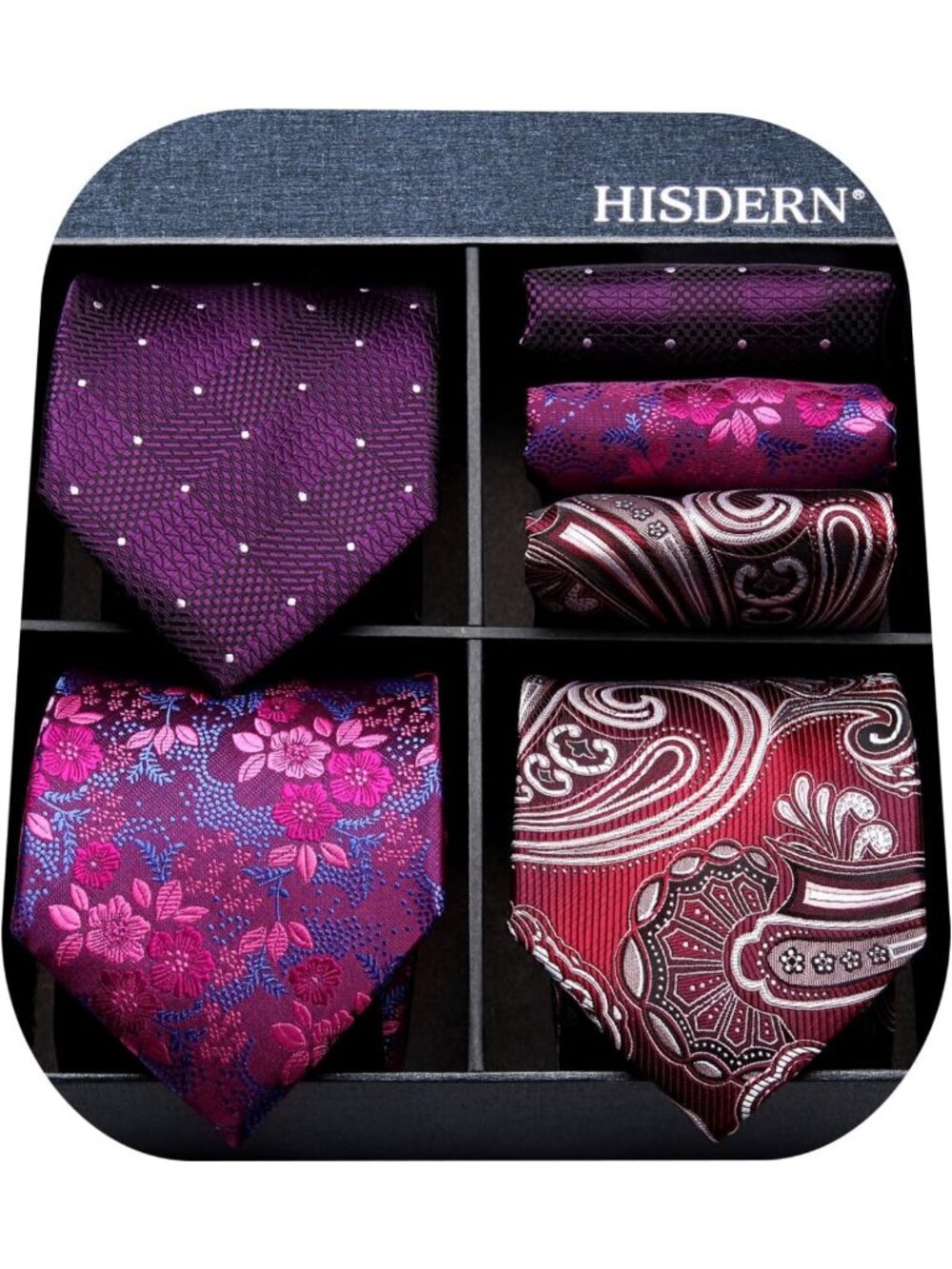 Extra Long Men's Tie & Pocket Square Set - 63" Necktie Collection, 3 PCS Gift